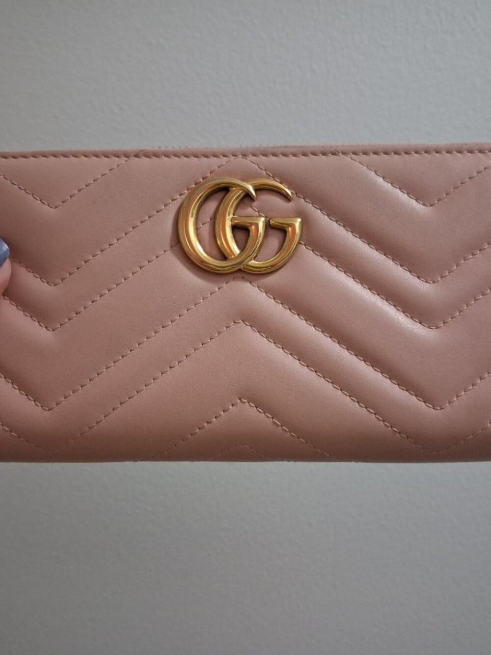 Auth GUCCI Marmont Zip Around Clutch Leather Wallet